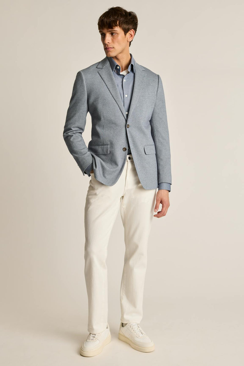 Jetsetter Knit Blazer / Bonobos - mid blue herringbone