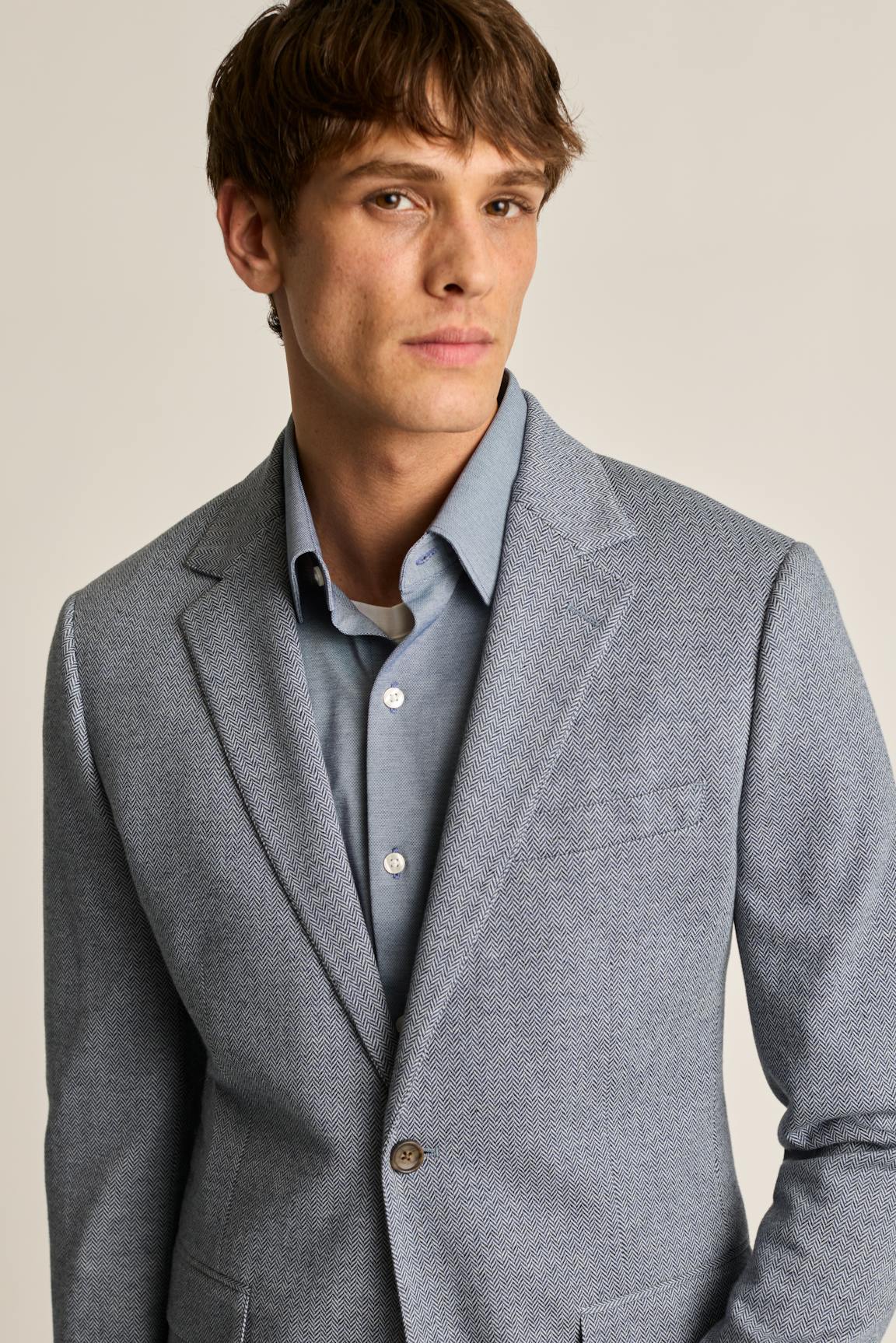 Jetsetter Knit Blazer / Bonobos - mid blue herringbone