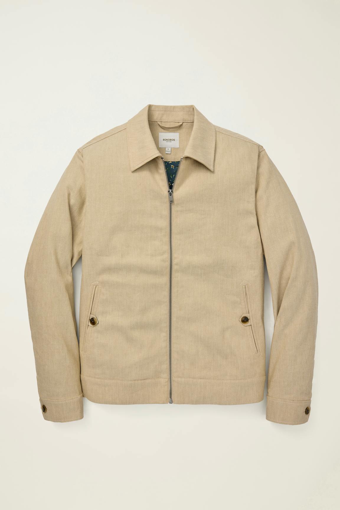 Aviator Linen Cotton Bomber / Bonobos - light khaki sand