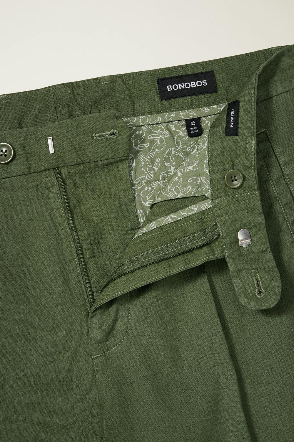 Coastal Linen Short / Bonobos - green juice