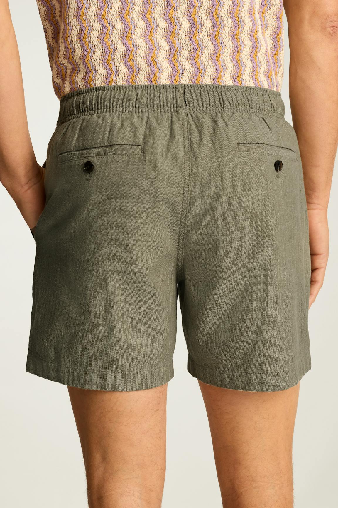 Nomad Short / Bonobos - olive green herringbone linen