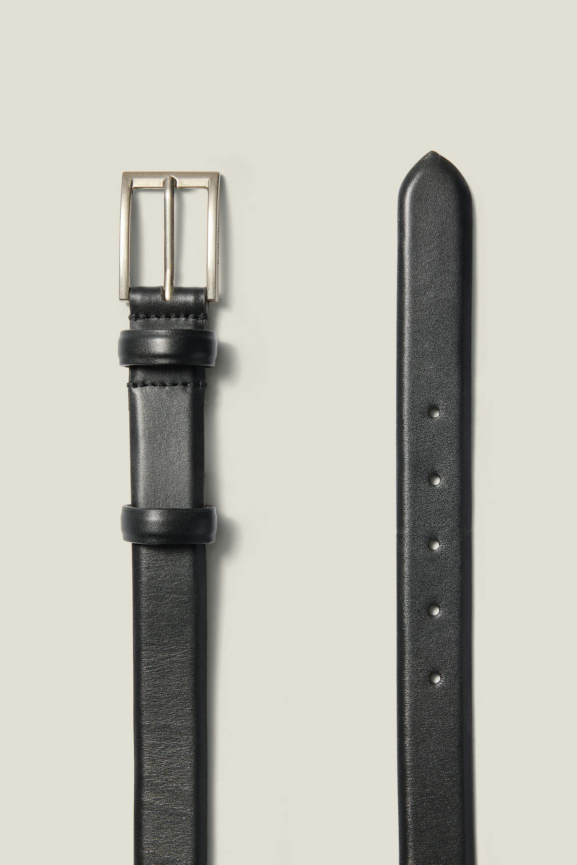 Leather Dress Belt / Bonobos - black with silver