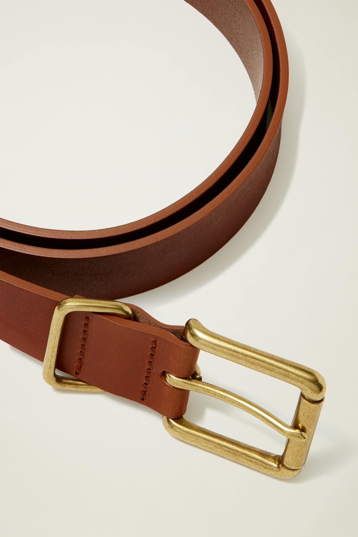 Leather Jeans Belt / Bonobos - light brown with bronze