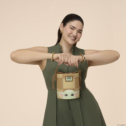 Funko The Mandalorian Grogu & Anzellan Drawstring Bucket Crossbody Bag with Coin Bag | Loungefly