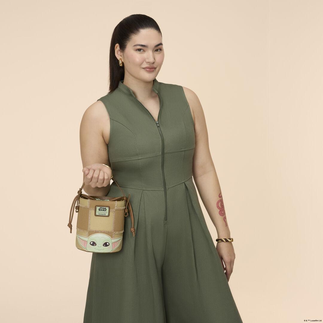 Funko The Mandalorian Grogu & Anzellan Drawstring Bucket Crossbody Bag with Coin Bag | Loungefly