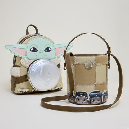 Funko The Mandalorian Grogu & Anzellan Drawstring Bucket Crossbody Bag with Coin Bag | Loungefly