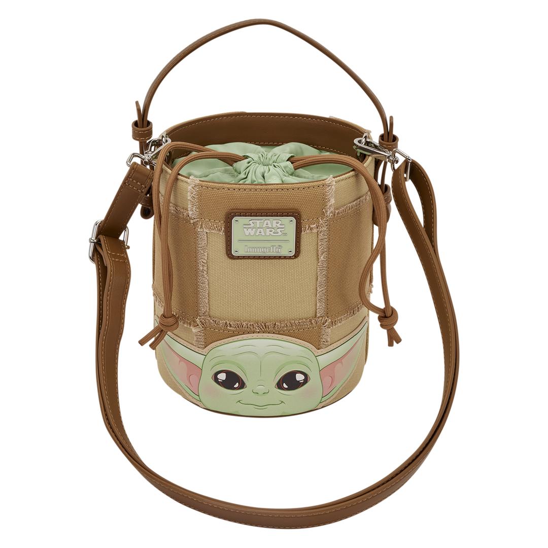 Funko The Mandalorian Grogu & Anzellan Drawstring Bucket Crossbody Bag with Coin Bag | Loungefly
