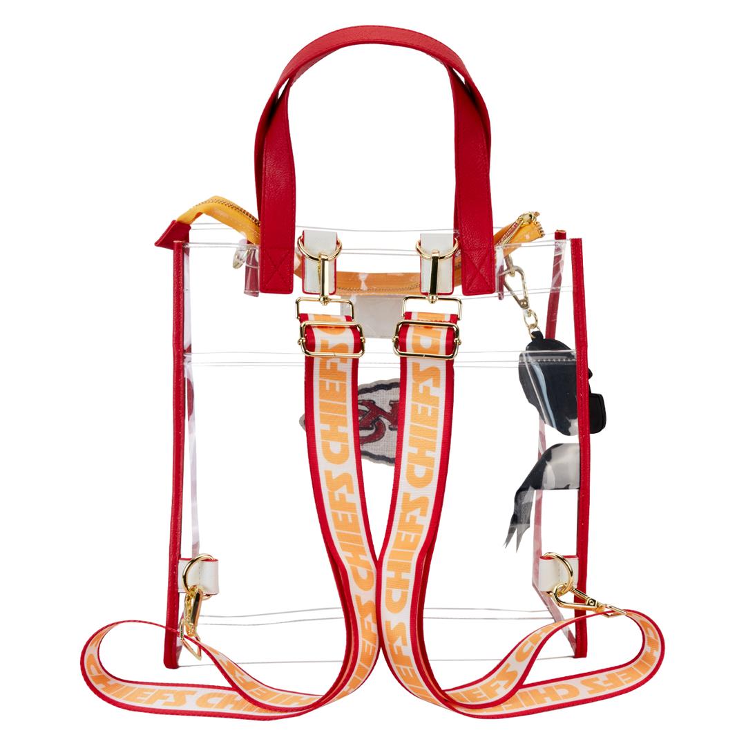 Funko NFL Kansas City Chiefs Clear Convertible Backpack & Tote Crossbody Stadium Bag | Loungefly