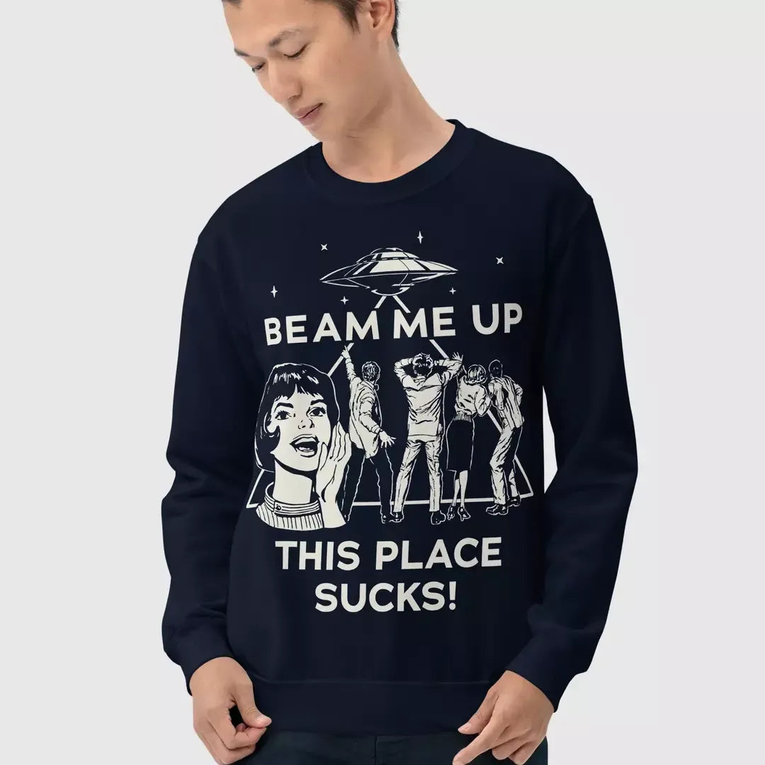 Funko Stranger Things Beam Me Up Navy Sweatshirt  Merch Lab